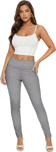 Vista 41 de Hybrid & Company Pantalón elástico súper cómodo con cintura elástica completa, de sarga milenaria 10571-Negro Blanco