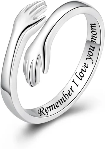 Vista 68 de Anillos de abrazo de plata esterlina S925 para mujeres, adolescentes y niñas, anillo ajustable para nieta, hija, esperanza, promesa, amistad, anillo