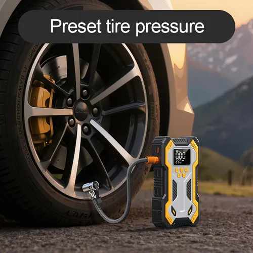 Vista 2 de Arrancador de batería de automóvil con compresor de aire 10000 mAh 150 PSI cargador, caja de salto de arranque