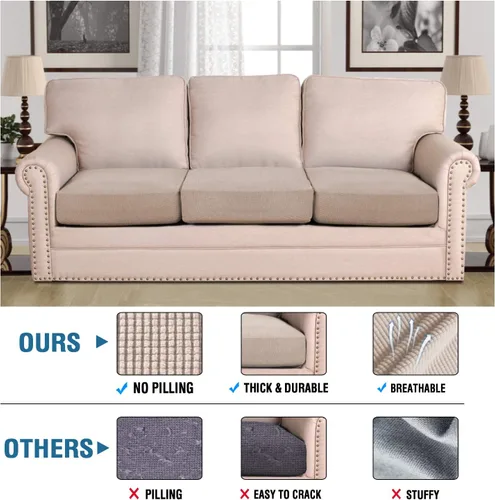 Vista 156 de H.VERSAILTEX - Fundas elásticas para cojín de sofá individual, fundas de asiento para silla de sofá, protector de cojín con tejido jacquard de sarga