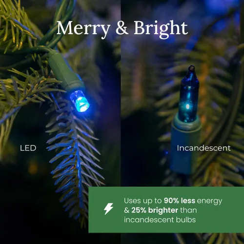 Vista 5 de Luces LED de Navidad Pro Christmas – Juego de 50 luces de tira cónicas de ángulo amplio – Juego de luces de fiesta de grado profesional