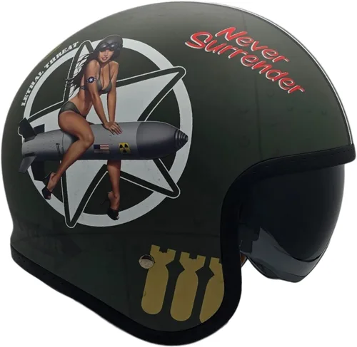 Vista 5 de Casco Vega V8 Retro Open Face Casco DOT y ECE de seguridad con espejo cromado (bloquea las ondas dañinas de rayos UV, UVA y UVC) / forros de gamuza