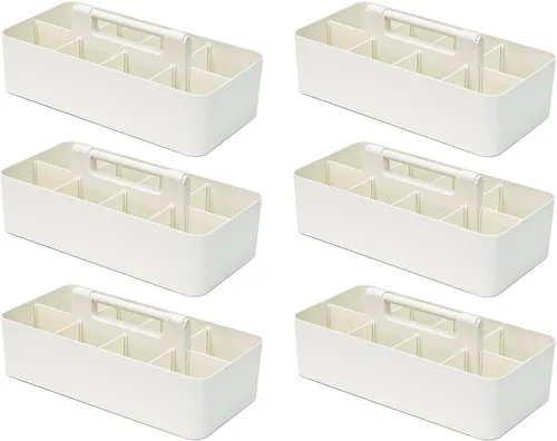 Vista 33 de Cesta grande portátil, divisores DIY, 8 compartimentos, organizador para suministros escolares, de oficina, para el hogar y negocios, cesta portátil