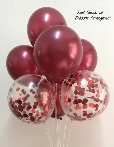 Vista 2 de Globos de color burdeos, globos de confeti rojos para bodas, despedidas de soltera, cumpleaños, fiestas, aniversarios, día de San Valentín