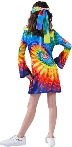 Vista 3 de Vestido hippie niña niños 60s 70s flor poder trajes