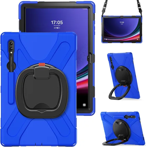 Vista 23 de Funda de silicona resistente para Samsung Galaxy Tab S9+ de 12.4 pulgadas 2023/S8+ /S7+/S7 Fe, con correa para el hombro, soporte para bolígrafo S
