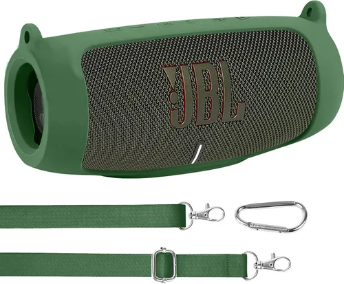 Vista 16 de co2CREA Funda de silicona para altavoz Bluetooth JBL Charge 5 portátil a prueba de agua, funda de viaje suave con correa para el hombro, funda