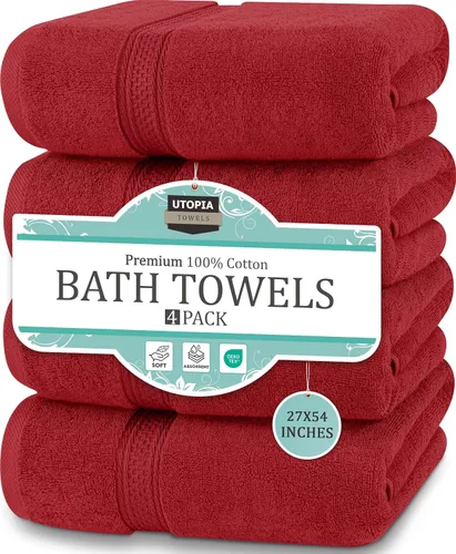 Vista 25 de Toallas de baño de algodón de lujo de 700 GSM (4 unidades, 27 x 54 pulgadas) por Utopia, Beige