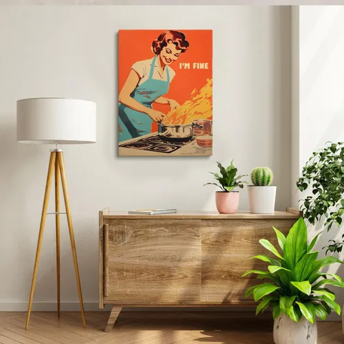 Vista 5 de Impresión retro de cocina – Divertido póster de los años 50, impresión retro de cocina, arte de pared de cocina feliz ama de casa, decoración retro