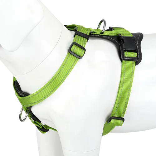 Vista 15 de Plutus Pet Arnés ajustable sin tirones para perro con detalles de cuero, chaleco de nailon reflectante resistente para entrenamiento, senderismo