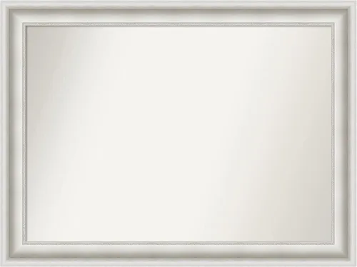 Vista 30 de Amanti Art Espejo de baño plateado para sobre el fregadero, espejo cuadrado de níquel cepillado de 30 x 30 pulgadas, marco moderno grande, se cuelga