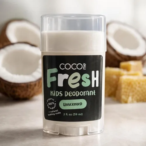 Vista 8 de CoCo Me Desodorante para niños sin aluminio con aroma a coco, desodorante orgánico y natural para niños, niños y niñas, desodorante hidratante suave