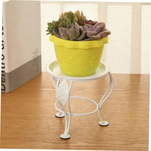 Vista 6 de Outanaya Soporte de metal blanco para plantas de interior, para exhibición de suculentas y decoración de balcón, soporte elevado resistente