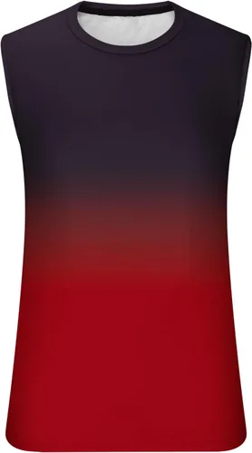 Vista 4 de Camisas hawaianas para hombre, ajuste clásico, cuello redondo, sin mangas, color degradado, camiseta sin mangas para verano, camiseta muscular casual
