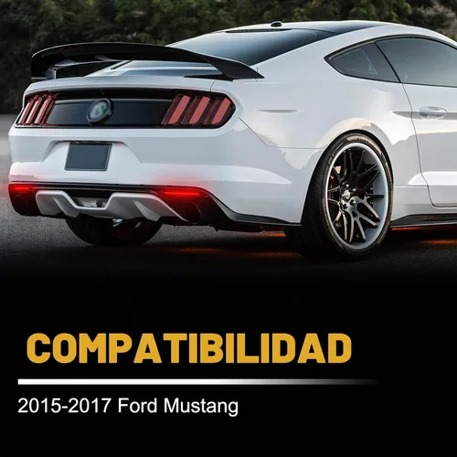Vista 3 de Gempro Luces Reflectantes para Parachoques Trasero para Ford Mustang 2015-2017, Lámparas de Freno y Cola LED, Lente Ahumada, 2 Piezas Reflector
