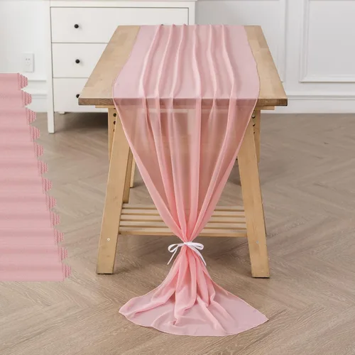 Vista 21 de Paquete de 2 caminos de mesa de gasa de 10 pies de 29 x 120 pulgadas, camino de mesa romántico transparente para boda, fiesta de cumpleaños