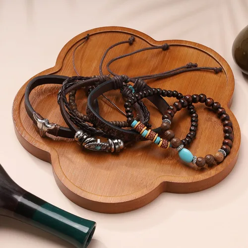 Vista 3 de MILAKOO Pulseras de cuentas tribales de madera para hombre, elásticas, ajustables, para oración, para mujer