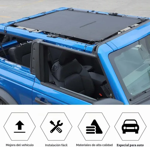 Vista 2 de Parasol de malla para el sol, cubierta superior de bikini proporciona protección solar UV en el techo, accesorios para Ford Bronco de 2 puertas 2021