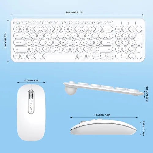 Vista 2 de cimetech Combo de teclado y mouse inalámbricos, teclado y mouse recargables, tecla de interruptor de tijera silenciosa, ultra delgado, teclado