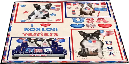 Vista 10 de Doggie of the Day Boston Terrier Dogs Floor Mat - 4th of July Independence Day - Best Dog Doormat - Protector Decor - Unique Portrait Art - Premium