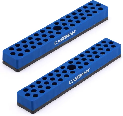 Vista 9 de CASOMAN 2 piezas 1/4" Organizador de brocas hexagonales con base magnética - Rojo, Organizador de 86 brocas con fuerte base magnética, Organizador