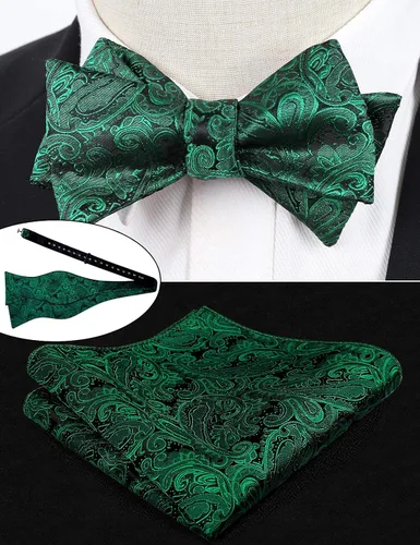 Vista 7 de Alizeal Chaleco de traje de cachemira para hombre, corbata de lazo autoatada, conjunto de corbata y bolsillo cuadrado de 3.5in