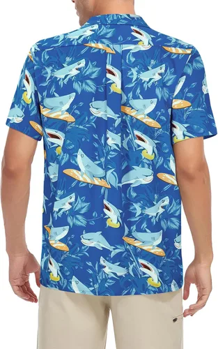 Vista 25 de Camisa hawaiana para hombre, con estampado floral, cómoda, con botones, casual, manga corta, ropa de playa para hombre