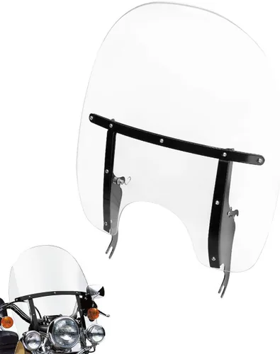 Vista 7 de Green-L Soporte de Parabrisas Negro Kit de Montaje para Parabrisas Compatible con Harley Heritage Softail Slim Classic Fat Boy Deluxe Modelos