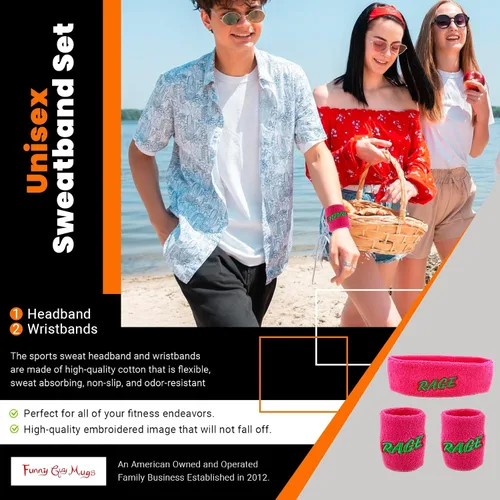 Vista 2 de Funny Guy Mugs Conjunto de bandas para el sudor unisex (3 unidades 1 diadema y 2 muñequeras)