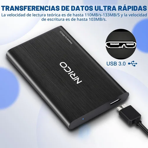 Vista 6 de NRICO Disco duro externo portátil ultradelgado USB3.0 HDD Almacenamiento compatible para PC, computadora de escritorio, laptop, Mac, PS4, Xbox One