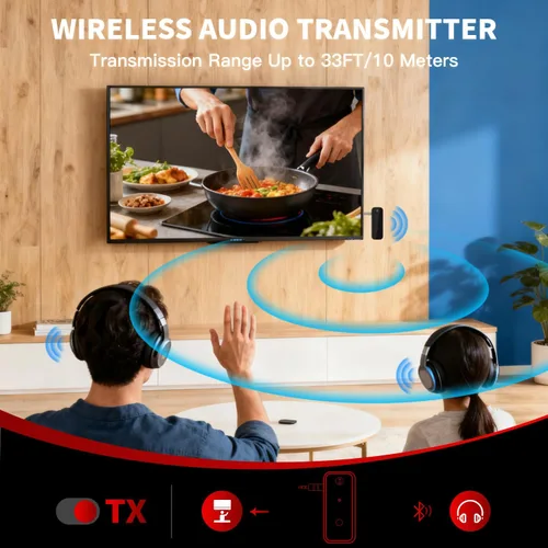 Vista 10 de Adaptador Bluetooth auxiliar portátil de 0.138 in de dientes azules adaptador auxiliar para coche 2 en 1 transmisor receptor inalámbrico Bluetooth