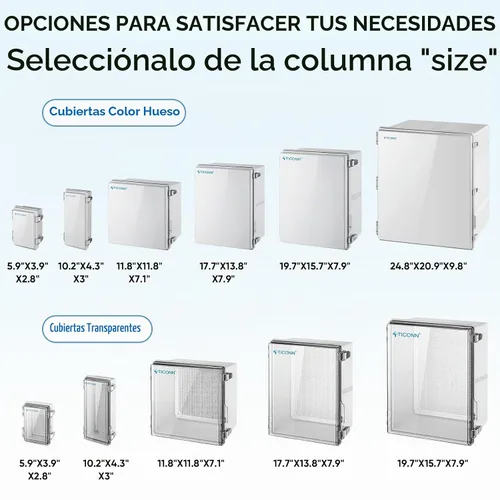 Vista 3 de TICONN - Caja de conexiones eléctricas impermeable IP67 con carcasa de plástico ABS con tapa con bisagras con placa de montaje, soportes de pared