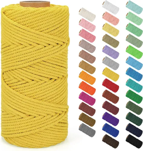 Vista 113 de Cuerda de macramé de 0.079 in x 220 yardas (656 pies), cuerda de algodón natural para colgar en la pared, ganchos de plantas, manualidades Verde