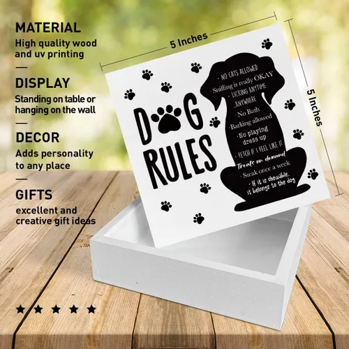 Vista 2 de Divertida decoración de escritorio para amantes de los perros, reglas de perro, decoración de perro para la oficina en casa, decoración de A1
