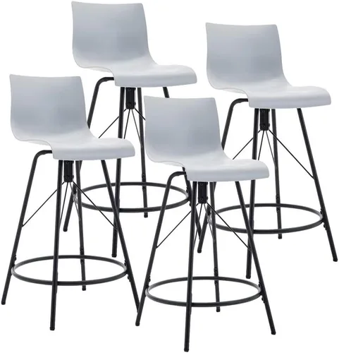 Vista 9 de Awonde Juego de 4 taburetes de bar giratorios de plástico de 24 pulgadas, color gris, modernos taburetes de bar con respaldo de cocina, sillas