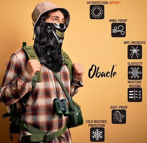 Vista 6 de Obacle Máscara facial con cordón ajustable para hombres y mujeres