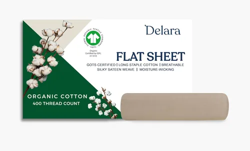 Vista 9 de GOTS Certified 100% Organic Cotton Flat Sheet, 400TC Long Staple Cotton, Ultra Soft, Silky, Moisture-Wicking, Smooth & Breathable, Best Sheets for