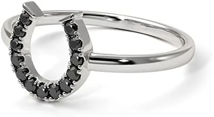 Vista 5 de Elige tu color de plata de ley 925, anillo de la suerte con piedras preciosas de herradura, solitario, joyería única, uso diario, fiesta, uso