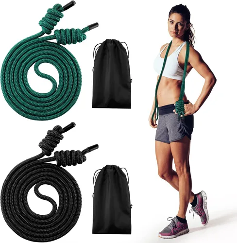 Vista 10 de Lewtemi 2 Pcs Flow Rope for Fitness Double Woven Workout Rope Adjustable Length Flow Jump for Working out Men Women Training Exercise Gym Indoor