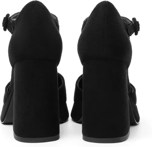 Vista 6 de Joseywade Plataforma Mary Janes - Zapatos de tacón grueso para mujer, puntera redonda cerrada, correa de tobillo de 4 pulgadas, zapatos de tacón alto
