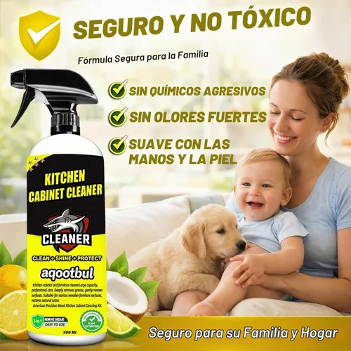 Vista 6 de Kitchen Cabinet Cleaner, Wood Cabinet Degreaser & Furniture Cleaner, 2 Pack