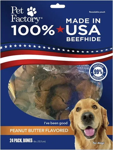Vista 12 de Pet Factory Golosinas masticables para perros, 100% fabricadas en Estados Unidos, huesos anudados de 4 pulgadas, sabor a pollo, 18 unidades/1 paquete