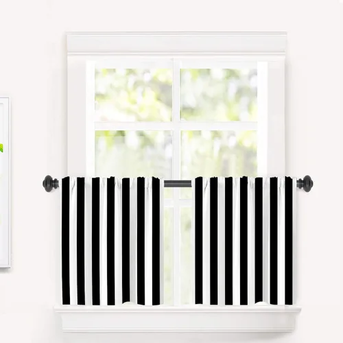 Vista 45 de Cortinas opacas de poliéster multicapa para cafetería, con diseño de diamantes, 2 unidades, 26 x 24 pulgadas