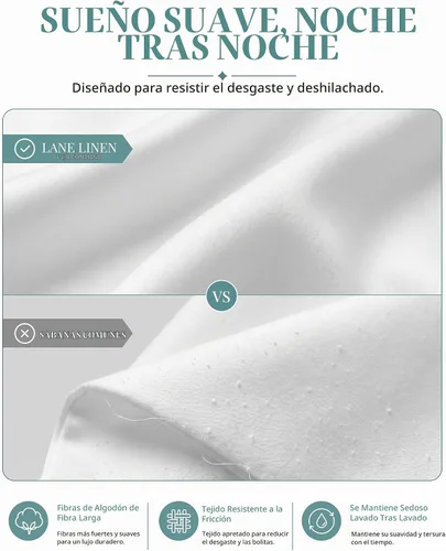 Vista 6 de LANE LINEN Sábanas de cama individual – 450TC algodón peinado de fibra larga de alta calidad, color blanco Soft & Breathable Twin Sheet &