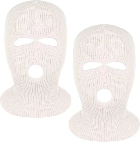 Vista 19 de 2 piezas de 3 agujeros de cara completa máscara de esquí máscara de invierno pasamontañas gorra cubierta de la cara cubierta de la cara cubierta