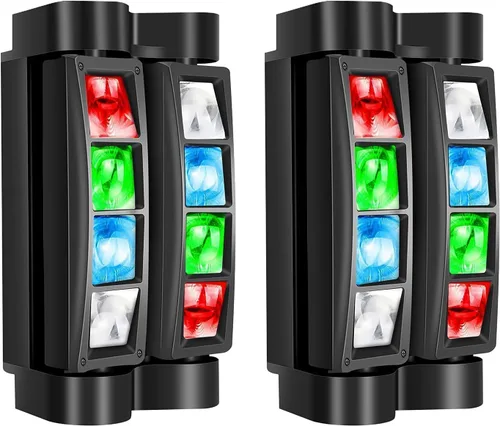 Vista 10 de BETOPPER Luz de escenario, luz de DJ de cabeza móvil para fiestas, luz LED de araña RGBW de 8 x 3 W, activada por sonido y control DMX-512