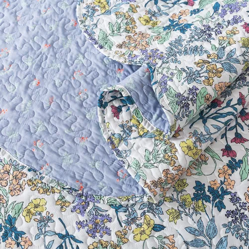 Vista 6 de HoneiLife - Juego de edredón de 3 piezas, colcha ligera de microfibra, diseño de flores silvestres, cubrecamas ligero y botánico, para todas