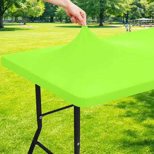 Vista 47 de Moosfor Mantel rectangular de elastano de 4 pies, manteles elásticos ajustables para pícnic, funda elástica y lavable para mesa de patio para Azul