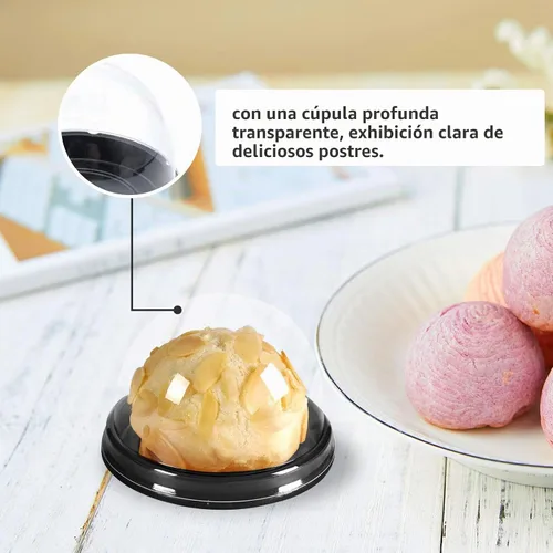 Vista 2 de Mini contenedor de plástico transparente para cupcakes, cajas para cupcakes, cajas para cupcakes, cápsulas para magdalenas, cúpula profunda