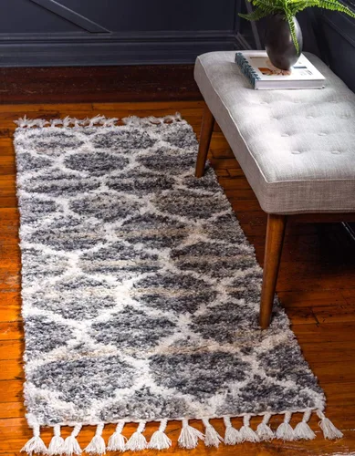 Vista 19 de Unique Loom Hygge Shag Collection - Alfombra de área enrejado (2 pies 2 pulgadas x 3 pies, rectangular, marfil / gris)